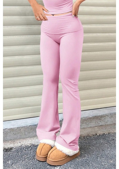 Genius Store Kadın Pantolon Pamuklu Likralı Süprem Esnek İspanyol Paça Spor Ve Günlük Pantolon Süprem-pantolon Pembe