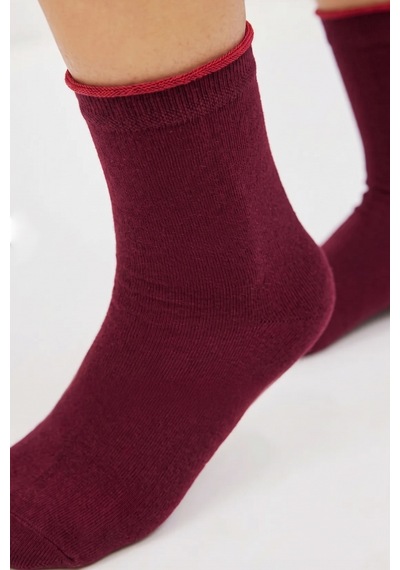 Bamboo Star Bambu Kadın Lastiksiz Bordo Soket Dikişsiz Çorap 3'lü Paket / Sıkmayan Çorap / İz Bırakmaz