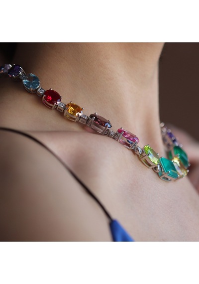 Swarovski Cubic Taşlı Gümüş Gerdanlık
