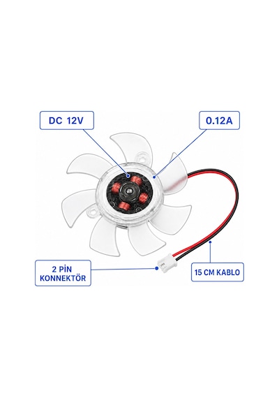 45mm Ekran Kartı Gpu Vga Soğutma Fanı - 12v 2 Pin