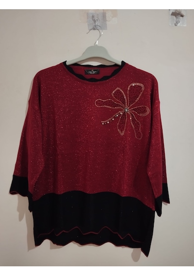 Anne Moda Ankara Üstün Kalite, Kaşmir-pamuk-viskoz Karışımlı Şık Kazak/bluz Kırmızı