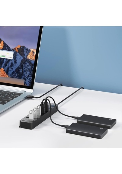 Lexroo Çoklu Port Usb 3.0 Hub Adaptörü, Anahtarlı Ve Işıklı Çoklu Bağlantı Noktası Bölücü