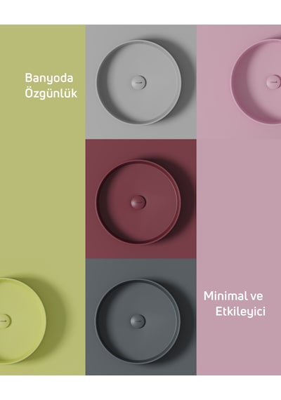 Creavit Loop Yuvarlak Masa Üstü Çanak Lavabo Ø45 Cm Extra Cool Grey Lp145