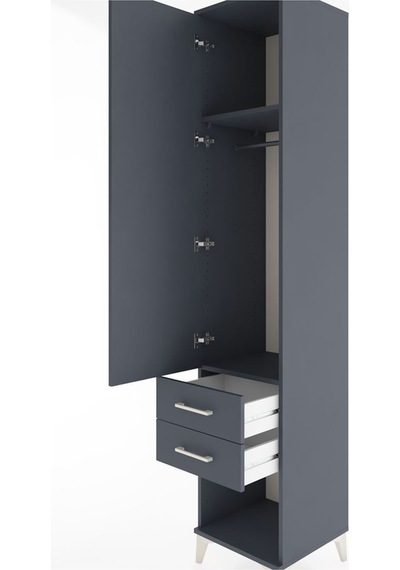 Hyperion Dolap 2 Raflı 2 Çekmeceli Tek Askılı 44x44x221 Antrasit-antrasit Antrasit