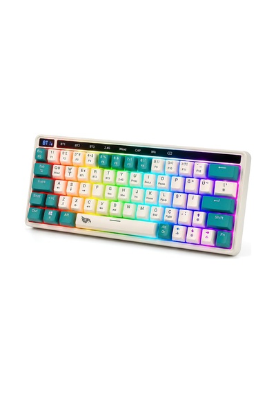 Rgb Kablosuz Oyuncu Klavyesi 64 Tuş Tri-mode Türkçe Q Gaming Kb-01