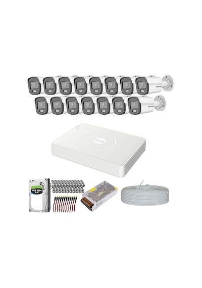 HIKVISION COLORVU GECE-KARANLIKTA 7/24 RENKLİ 15 KAMERALI SET 1TB