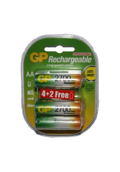 GP GP270AAHCE4-2 2600 mAh AA Ni-MH Şarj Edilebilir Kalem Pil 4 + 2'li