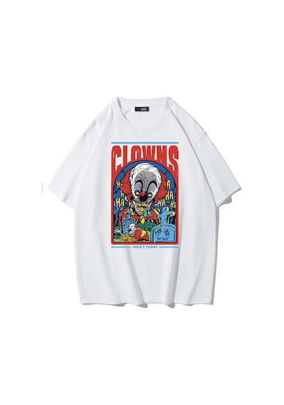 Brz Collection Unisex Oversize Clowns No Funny T-shirt-beyaz Beyaz