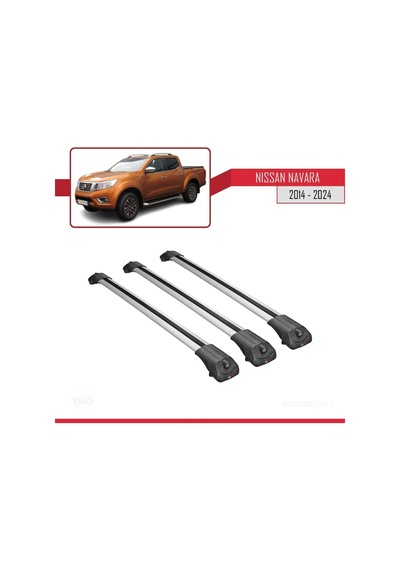 Nissan Navara 2014 Ve Sonrası İle Uyumlu Ace-1 Ara Atkı Tavan Barı Gri 3 Adet Bar