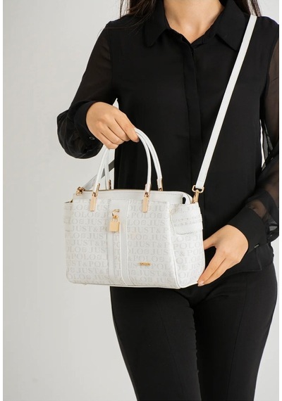 Just Polo Kadın Beyaz Monogram El Ve Omuz Çantası Yeni Sezon 2201mh Beyaz