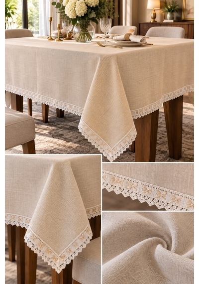 Linen Keten Masa Örtüsü Krem- 160 260-7823