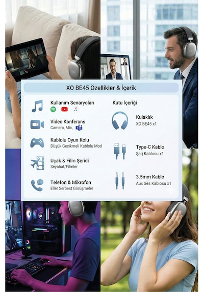 Xo BE45 Bluetooth 5.0 Kulak Üstü Kulaklık