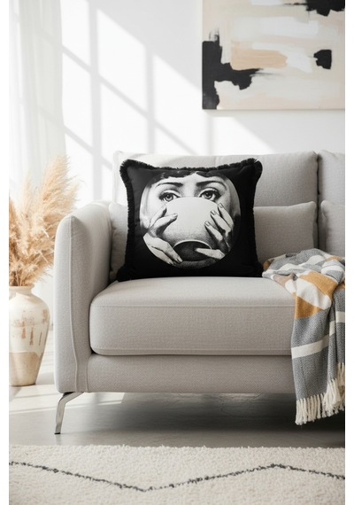 Efsanevi Sanat Motifli Saçaklı Yastık Kılıfı - Retro Elegan Siyah Gümüş Püsküllü Kırlent Kılıfı Koyu Kanyon Nane Efsanevi Sanat Motifli Saçaklı Yastık Kılıfı - Retro Elegan Siyah Gümüş Püsküllü Kırlent Kılıfı Koyu Kanyon Nane