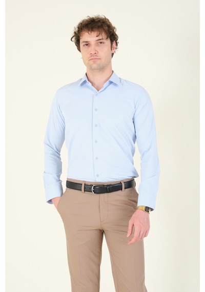 Giyim Dünyası Erkek Slim Fit Gömlek Mavi 001
