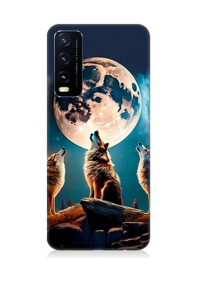 Vivo Y20 Uyumlu 3 Kurt Ve Dolunay Desenli Silikon Kılıf