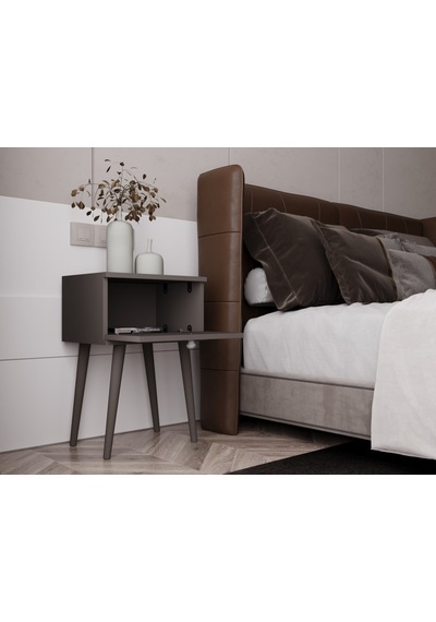 Melura Komodin %100 Mdf Lake Boyalı Ahşap Ayak Gri