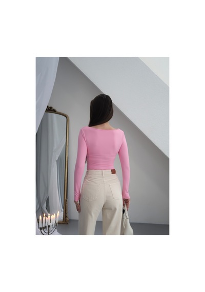 Paw Garage Kadın V Yaka Polyamid Bodysuit Pembe