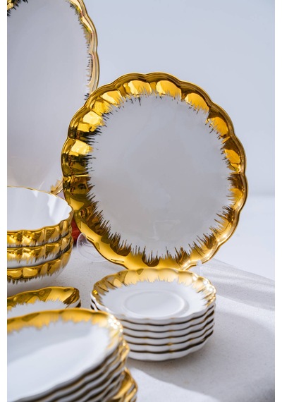 Acar Marlene Gold 6 Kişilik 33 Parça Kahvaltı Takımı Beyaz/gold