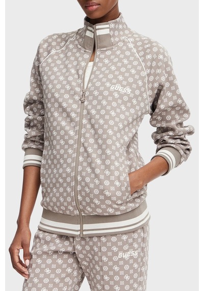 Guess Aggie Scuba Regular Fit Logo Baskılı Dik Yaka Sweat V5yq03kb212 Kadın Sweat V5yq03 Kb212 Pmqx Bej