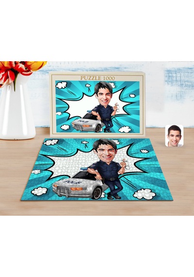Bk Gift Kişiye Özel Erkek Polis Karikatürlü 1000 Parça Profesyonel Puzzle-2