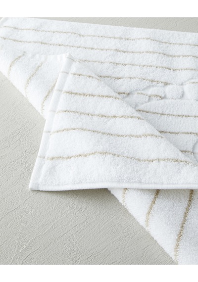 English Home Mono Stripe Pamuk Ayak Havlusu 50x70 Cm Beyaz - Bej