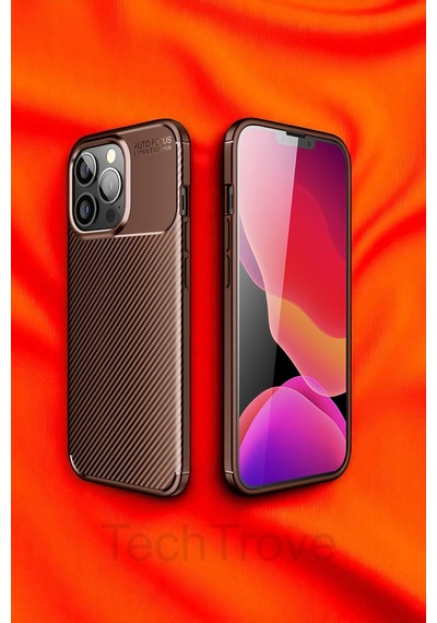 Apple Uyumlu iPhone 13 Pro Max Kılıf Kamera Korumalı Darbe Emici Karbon Fiber Desenli Kapak