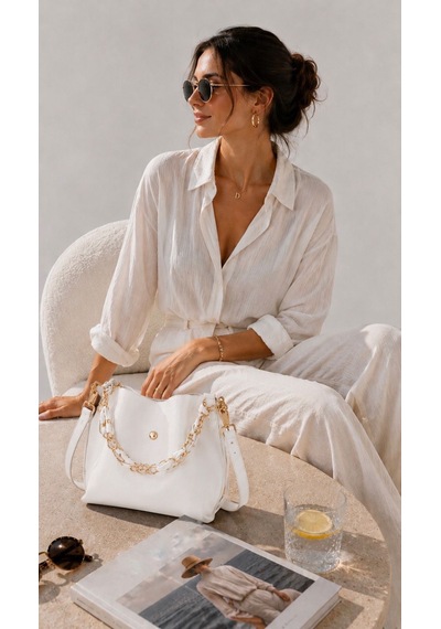 Housebags Elite Carryall New Trend El Ve Omuz Çantası Beyaz