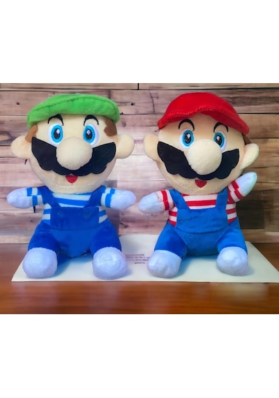 İthal Kumaş Süper Mario Kardeşler Mario Luigi 2'li Set Figür Peluş Oyuncak Uyku Oyun Arkadaşı 20 Cm.