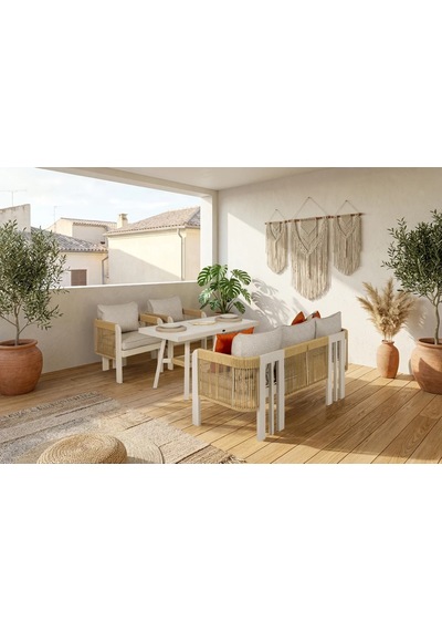 Atlas Midi Bahçe Balkon Oturma Grubu Krem