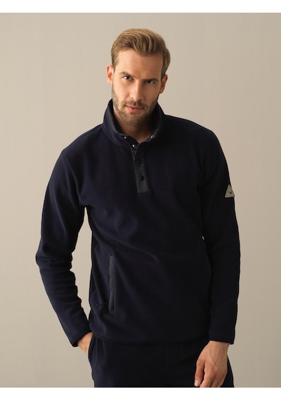 Xint Lacivert Regular Fit Dik Yaka Polar Sweatshirt 300276