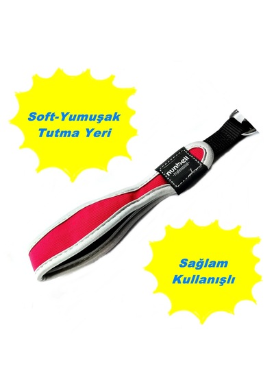 Kuvvetli Büyük Irk İçin Soft Darbe Emici Yaylı Köpek Gezdirme Tasması 4mm-64 Cm Kırmızı