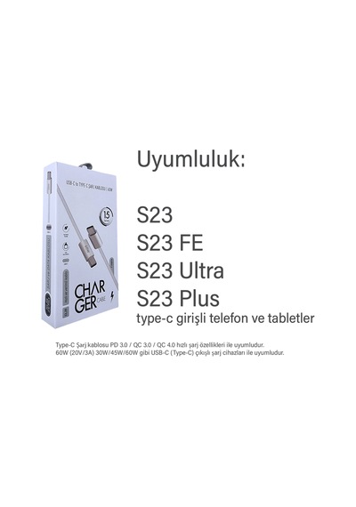 Samsung Uyumlu S23 - S23 Fe - S23 Ultra - S23 Plus Şarj Kablosu Type-c Hızlı Şarj