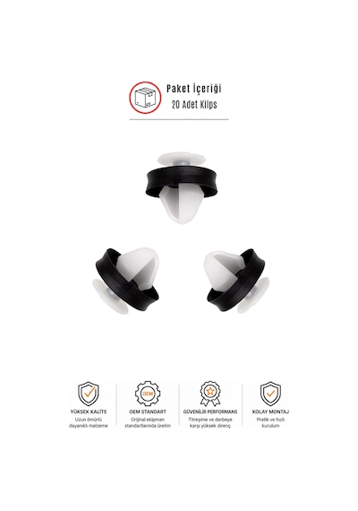 Peugeot Partner 207 208 307 308 3008 508 5008 Tepee Uyumlu Kapı Döşeme Klipsi 20 Adet