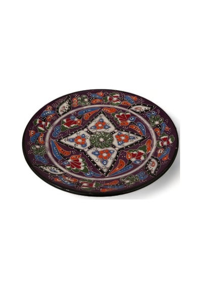 Özel Motifli Mor Renkli Tabak 18 Cm