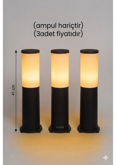 3 Adet 41 Cm Bahçe Yol Aydınlatma, Set Üstü, Duvar Armatürü, Çim,yürüyüş Yolu Aplik,dekoratif Armatür Ampul Hariç