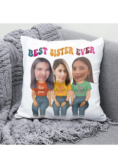Kişiye Best Friend Sister Tasarımlı Yastık Arkadaşa  Çok Renkli