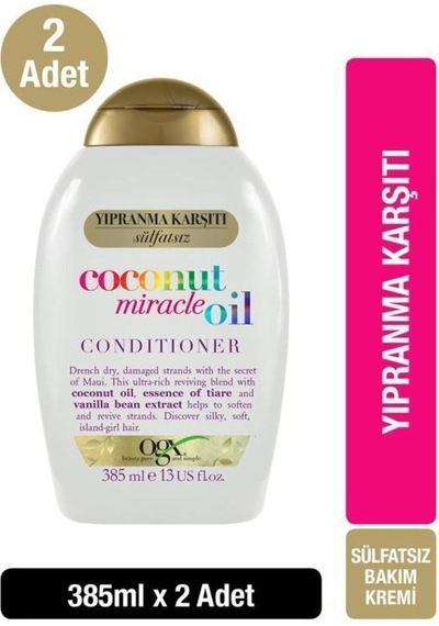 Ogx Coconut Miracle Oil Yıpranma Karşıtı Saç Bakım Kremi 2 x 385 ML