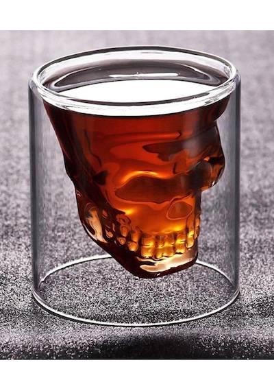 170ml Büyük Boy Isıya Dayanıklı Borosilikat Kuru Kafa Tasarımlı Çift Cidarlı Cam Bardak Şeffaf