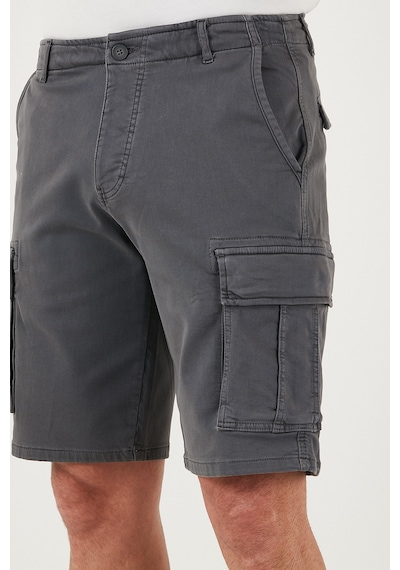 Buratti Streç Pamuklu Regular Fit Normal Bel Kargo Cepli Erkek Şort 4510S79Milan Gri