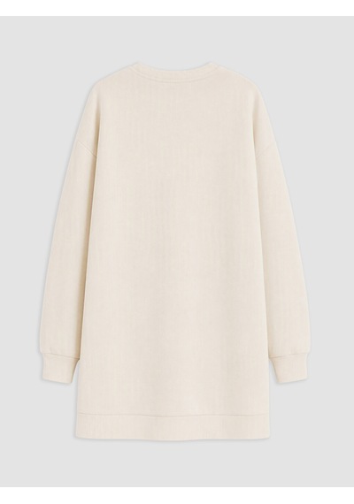 Lcw Everyday Bej Baskılı Oversize Kadın Sweatshirt Tunik