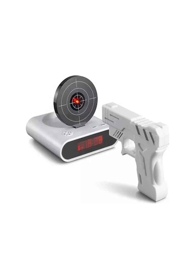 Uzaktan Tabancalı Alarm Saat Lcd Ekran Gun Alarm Clock