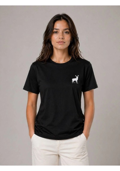 Wear Vexel Kadın Minimal Geyik Logolu Tişört Bisiklet Yaka Kısa Kol Yazlık T-shirt - Siyah Siyah Wear Vexel Kadın Minimal Geyik Logolu Tişört Bisiklet Yaka Kısa Kol Yazlık T-shirt - Siyah Siyah