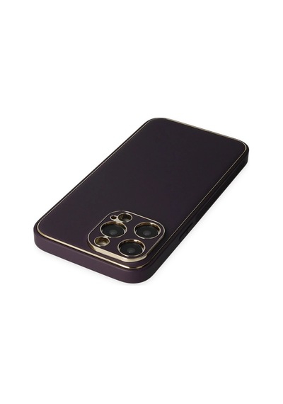 Newface Apple iPhone Uyumlu 13 Pro Max Kılıf Coco Deri Silikon Kapak - Semeglbl - 30 Derin Mor