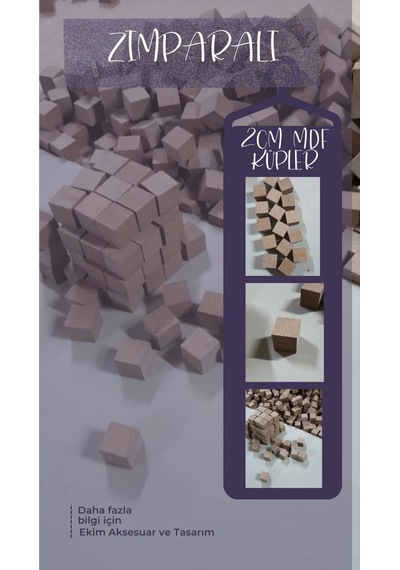 Doğal Mdf Eğitici Küp Bloklar 100 Adet 2x2x2 Cm