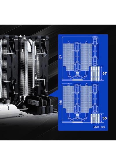 Scythe Magoroku İkiz Kule Dual Fan Cpu Hava Soğutucu, Intel Lga1700, Lga1151, Amd Am5, Am4 Desteği,