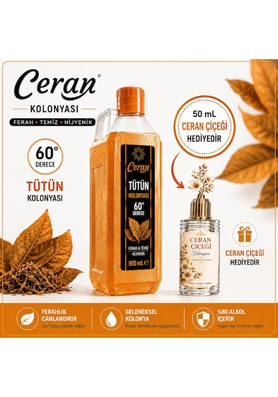 Tütün Kolonyası 900 Ml Bidon Ceran Çiçegi Kolonyası Hediyeli