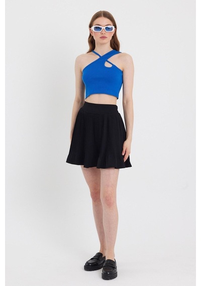 Quhox Kadın Askılı Crop Kaşkorse Saks