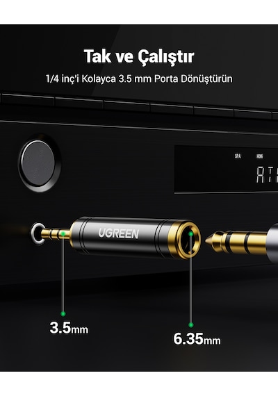 Ugreen 3.5 Mm Erkek - 6.35 Mm Dişi Adaptör, 60711