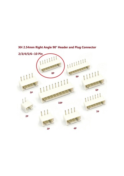 8 Pin Jst-xh 2.54 Tunik Konnektör Erkek Eğik 90