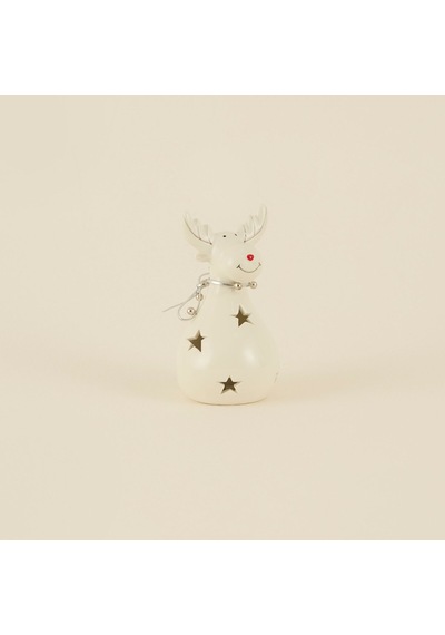 Karaca Home New Year Yılbaşı Yıldız Yansımalı Ledli Geyik Dekoratif Obe 7x7x13 Cm